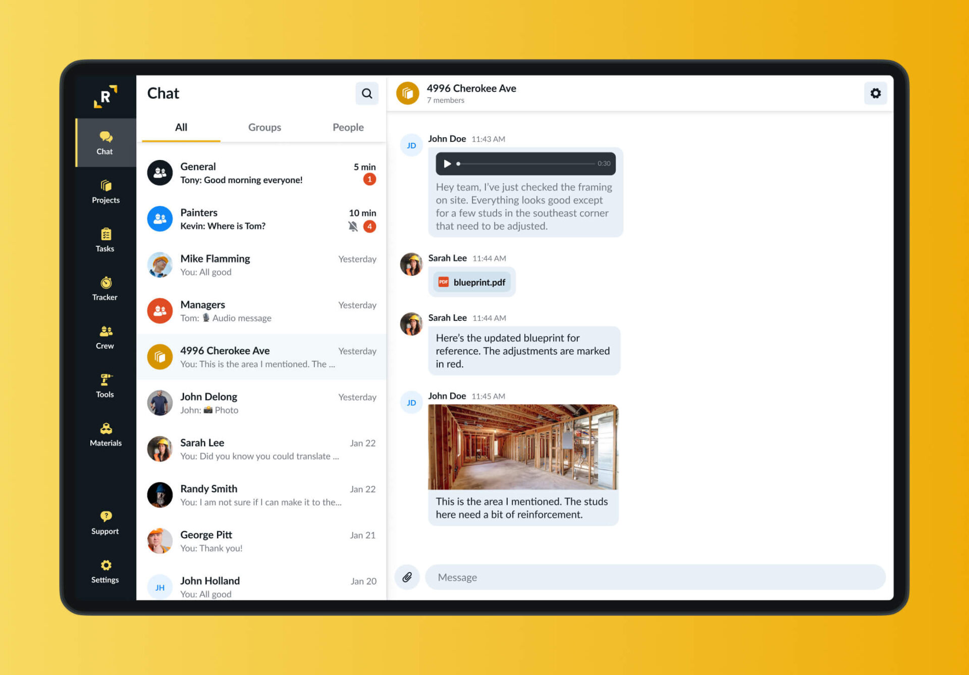 Chat-app voor bouwteams