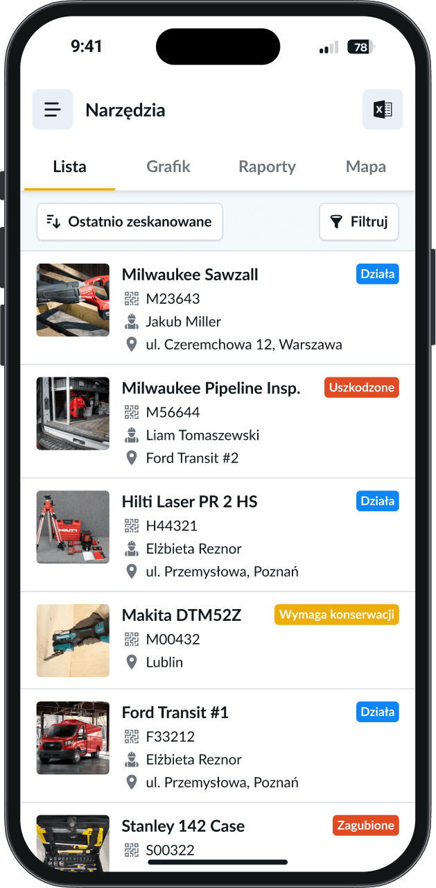 Lista narzędzi Remato