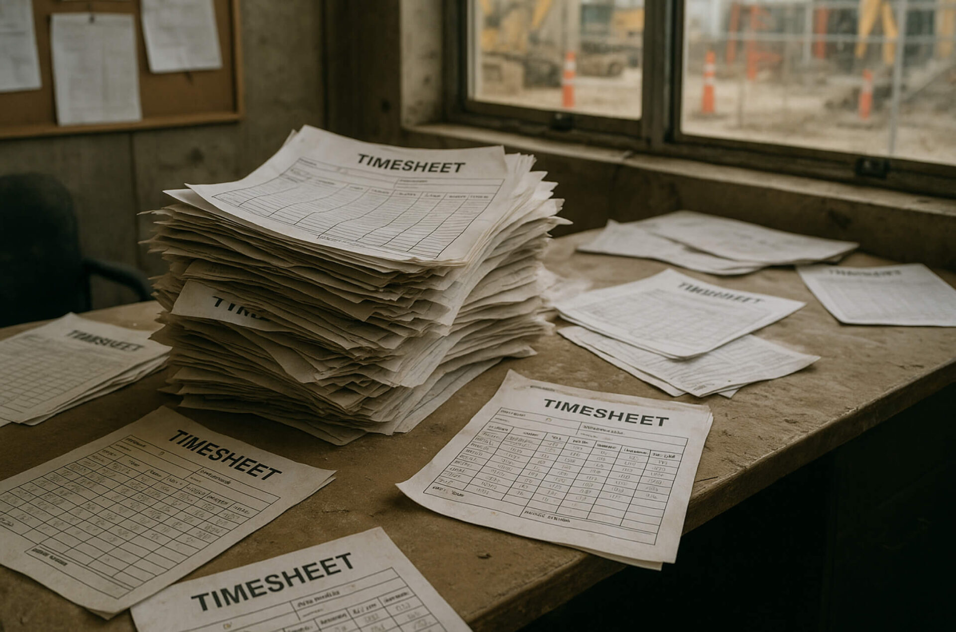 Construction paper timesheet mess